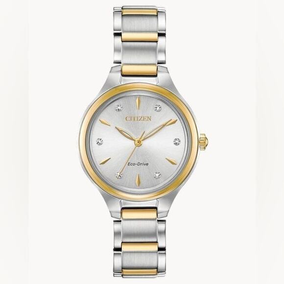 Citizen Corso Eco-drive Silver Gold Stainless Steel Watch Light Powered Analog - Picture 1 of 6